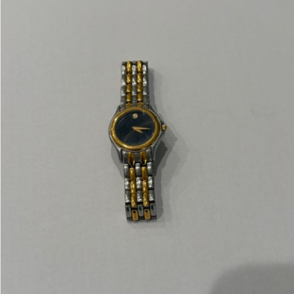 Movado Two-Tone Gold & Silver Movado-Style Wristwatch with Black Dial